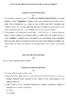  Statute of the Foundation of The Aliplast Group