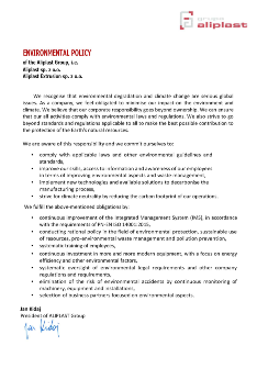 Aliplast Gruop - Environmental Policy (Aliplast Group- Environmental Policy