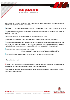  Aluminium blank sheets - information Aliplast