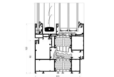 prierez okna GN75 s integrovanou žalúziou (GN2011 + GN2021 + GN2071)